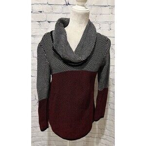 Calvin Klein Colorblock Cotton Knit Pullover Sweater Cowl Beck Size Medium